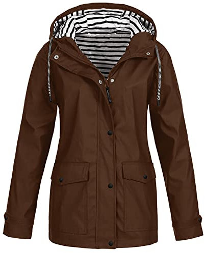 Giacca da Donna Cappotto da Pioggia per Esterno Cappotto Solido Impermeabile con Cappuccio Antivento Plus Cappotto da Donna Spolverino Estivo