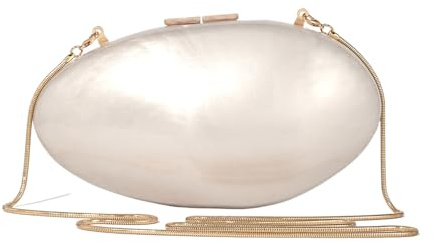 Ryxuzer Bolsos de mano de perlas para mujer, bolsos de mano acrílicos de concha para noche, bolso de hombro pequeño, bolso cruzado para invitados de boda, Perla, 8.46 x 4.52 x3.46