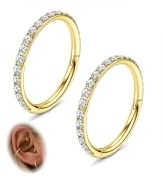 Morfetto Pendientes de Helix de Joyería Piercing Nariz Tragus Conch Aro Con Acero Quirúrgico Anillo Nasal Tabique Daith Rook Joyería Piercing Tragus HelixDorado-18G-8MM