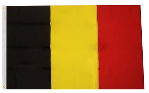 AZ FLAG - Drapeau Belgique Premium - 150x90 cm - Drapeau Belge Cousu Nylon 200D Avec Oeillets Métalliques Intégrés - 200 g