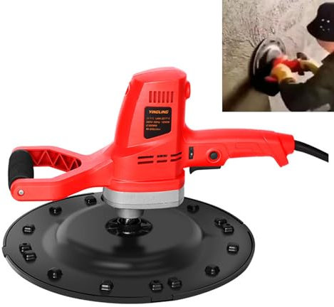 XNXYSMKJ Electric Wall Polisher w/Upper Tray/Lower Pallet/Sponge Tray/Sandpaper,6 Gears Speed Abjustable,80-200r/Min No-Load Speed,Different Pads