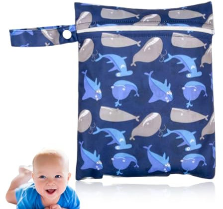 BQRKOTM 1 Stück Windel Aufbewahrungstasche, gedruckt Windel Tasche, 20 * 25cm wasserdichte Aufbewahrungstasche, On-The-go-Öko-Tasche, waschbar Lagerung Tasche