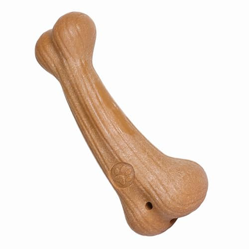 Olsa Langlebiges Kauspielzeug für Hunde, gut für Aggressive Kauer, Zahnlinderung, Zahnpflege, frischer Atem, aus natürlichem Kiefernholz, für kleine, mittelgroße und große Hunde (Knochen, klein)