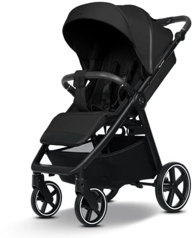 my junior® PLIA² | großer Komfortbuggy mit Luftkammerreifen, Einhand-Faltmechanismus, einstellbare Federung, XXL-Einkaufskorb & -Verdeck, Belüftung, inkl. Getränkehalter + Tragegurt (Ink Stone)