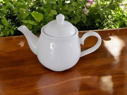Provance Teiera da caffè con coperchio in porcellana bianca, 950 ml