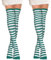 Ouligay Lot de 2 paires de chaussettes hautes rayées vertes et blanches pour femme, chaussettes hautes rayées, chaussettes de Noël longues à rayures au-dessus du genou pour femme, fête costumée, vert,