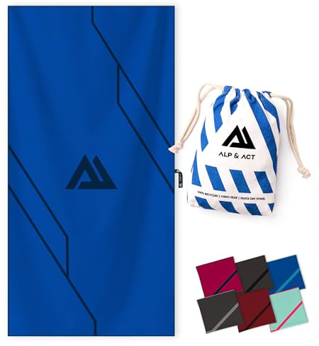 ALP & ACT Mikrofaser Handtuch für Fitness & Sport - 100% Recycelt - EXTRA KOMPAKT & saugfähig - Sporthandtuch für Gym, Yoga, als Saunahandtuch - Microfaser Handtücher & Fitnesshandtuch - blau, 180x90