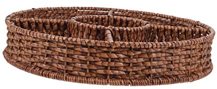 DECHOUS Stylish Rattan Woven Fruit Basket Multi-Function Storage Tray Bread Serving Basket Dividers Easy to Clean for Home Restaurant