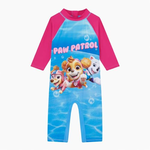 Paw Patrol Official Girl's Swimsuit, One Piece Swimming Costume Sun Suit Aqua Pups, Age 18 Months - 6 Years