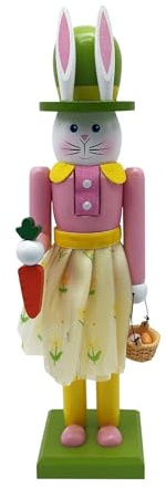 Générique Casse Noisette Pâques, Décorations De Pâques, 30 cm Figurines De Casse Noisette De Lapin en Bois, Decoration Printemp Lapin De Pâques