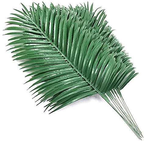 Quystetes 12 hojas de palma artificiales, hojas de palma artificiales, hojas de palma tropicales, plantas de vegetación para hojas hawaianas