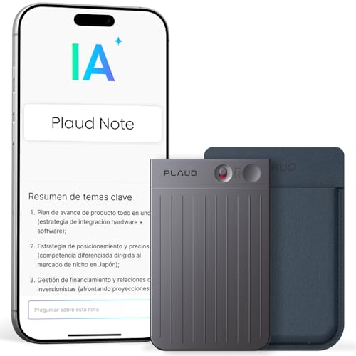 Plaud Note Grabadora de Voz IA con Funda Azul Transcribe Resume Transcripción IA, Soporta 112 Idiomas Control de Reunión con App Genial para Lección Llamada Entrevista Charlas Clases Teams