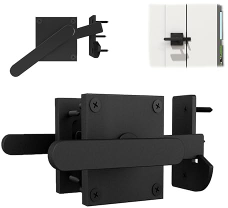 Doppelseitiger Torriegel, robuster Aluminium-Gartentorriegel für Holztore, 2-Wege-Torriegel für Hof, Holztore, Schuppenriegel, Türriegel, Schuppentüren und Außenzaun, schwarz