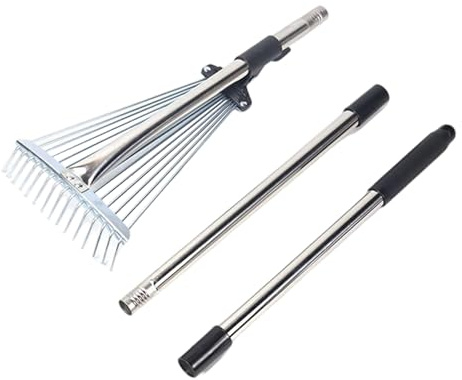 Bohany Rastrello da giardinaggio, rastrello per paesaggio, robusto e regolabile, strumento ergonomico anti-ruggine per diserbare, da giardinaggio per pulire e aerare la terra