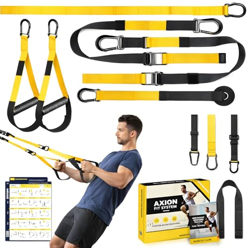 Home Resistance Trainer Kit – Adjustable Bodyweight Resistance exercise Straps with Handles, Door Anchor & Outdoor Strap – Full Body Strength training Workout Equipment for Home Gym