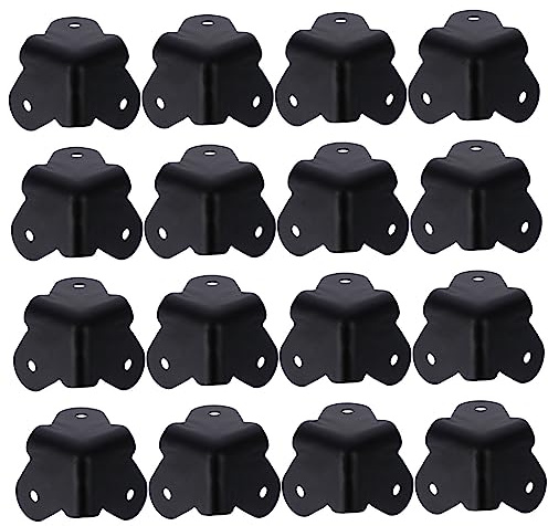Gatuida Protection d'angle en Fer Noir Montage Facile et Robuste pour Enceinte Acoustique, 16pcs, Protège Les Coins des Meubles et Coffrets Haut-parleurs