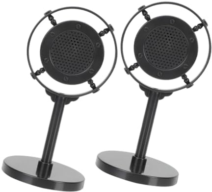 Hemobllo Microphone Rétro Décoratif Lot de 2 Simulation Accessoire Photographie Décor Bar Maison Scène Photographie Vintage Noir
