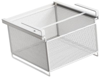 DimyFew Ausziehbarer Schrankkorb, Unterschrank Organizer, Robuste Metallhalterung Zum Aufhängen, Aufbewahrungskorb, Der, Weiß, S