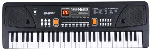 ERYUE Organo Elettronico USB per Bambini a 61 Tasti con Microfono Piano Elettrico Portatile per attività All'aperto Al Coperto Bambini Materiale ABS Nero Leggero