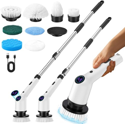 SHINER Spazzola elettrica per la pulizia domestica, dotata di 8 testine sostituibili, grado di impermeabilità IPX7, adatta per la pulizia di case, bagni, pavimenti, piastrelle