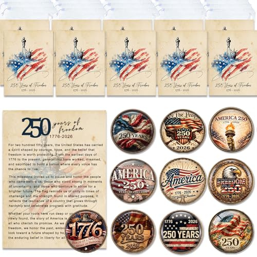 Qpige Bulk10/20 250 Anniversary USA Merchandise, Vintange America 250th Lapel Pin Of Freedom 1776-2026 per uomini, 250 anni USA Birthday Flair Pins Patriots Day Indipendence Day Regali per