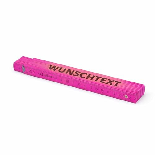 NOMIRO - Zollstock personalisiert - Gliedermaßstab mit Gravur - Wunschtext auf Holz - Meterstab für Handwerker - Geschenk für Männer Bau Handwerk Werkzeug individuell - pink