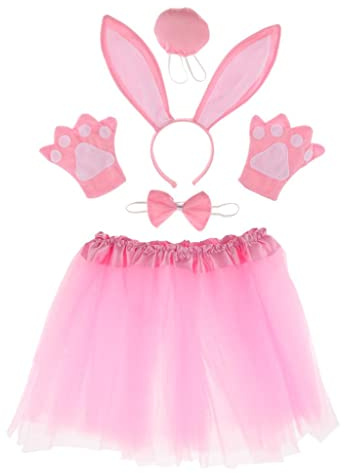 ZPGVWXKO Costume Animale Bambini Costume Set con Cerchietto Coda Cravatta Guanti Gonna Perfetto per Spettacoli Teatrali Feste di Compleanno Recite Scolastiche