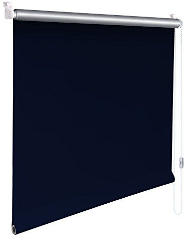 Sonnenschutz-HH - Mini-Rollo Minirollo Klemmfix Klemmrollo Kettenzugrollo Breite x Höhe STOFFMAß 52x140 cm - 52 x 140 cm – BLAU Thermo Verdunkelungsrollo Verdunkelungs-Rollo Fensterrollo Easy&Fix montiert Seitenzugrollo inkl. Klemmträger/Klemmhalter