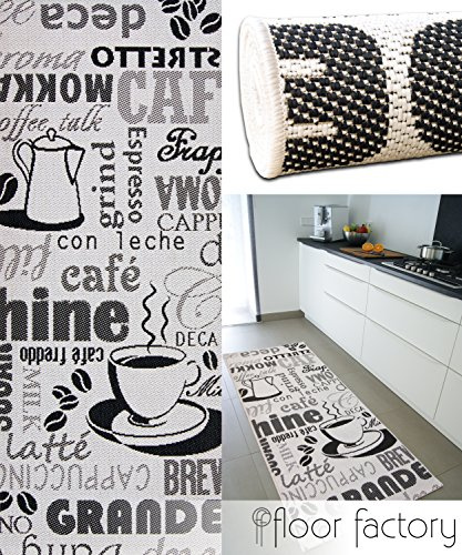 floor factory Küchenteppich Cappuccino schwarz/weiß 80x200 cm - günstiger Küchenläufer