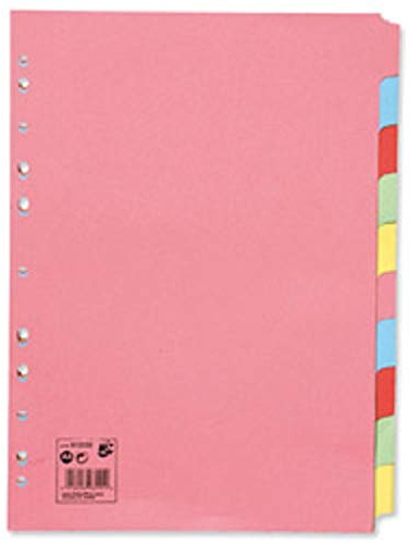 5 x Set of Quality Plain Subject File Divider 10-Part