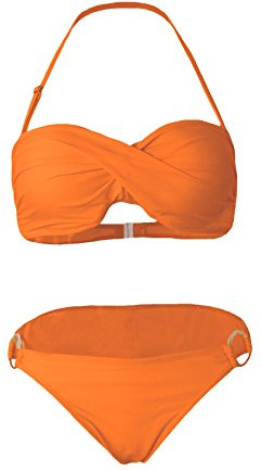 Bestgift kvinnors vridning främre O-ring botten volang bandeau bikiniset
