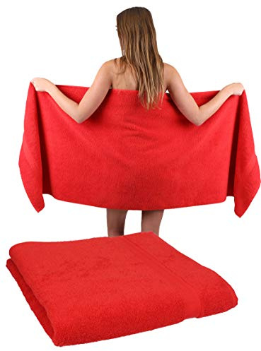 Betz 2 Stück Saunatücher XXL Badetuch Liegetuch Strandlaken Saunahandtuch Premium Frottee 100% Baumwolle Größe 70 x 200 cm Farbe rot