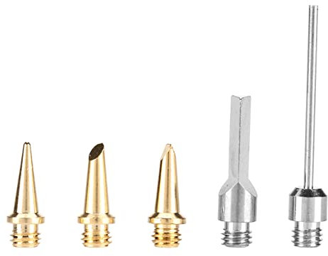 Punta Saldatore, Akozon 5 Pezzi Punte per Saldatura a Stagno Taglia Schiuma Elettrico Sostituzione Punte Stagnatore a Gas Strumento di Saldatura per Saldatura di Precisione, Saldatura Elettronica
