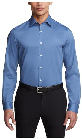 Van Heusen Kostymskjorta för män, slim fit, flexkrage, stretch, Blå (Dusty blå), 18 Neck 36-37 Sleeve
