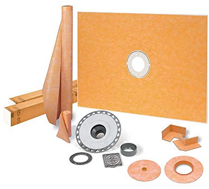 Schluter Kerdi 38 Inch x 60 Inch Shower Kit with 2 Inch PVC Flange, Stainless Steel Grate and Joint Sealant