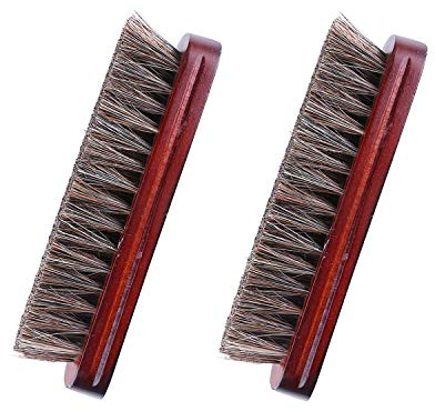 MYCreator - Cepillo de pelo de caballo para lustrar zapatos, 2 unidades, cerdas de pelo de caballo, mango de madera maciza, cepillos de palisandro, para el cuidado de la piel, cepillo para zapatos de
