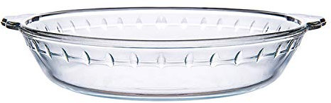 NUTRIUPS Piatto Rotondo in Vetro per Torta da Forno con Manico, Piatto da Portata per Torta ad Alta Resistenza al Calore, Stampi da Forno in Vetro Trasparente per Torta, Crostata (22x18,52x4,5 cm)