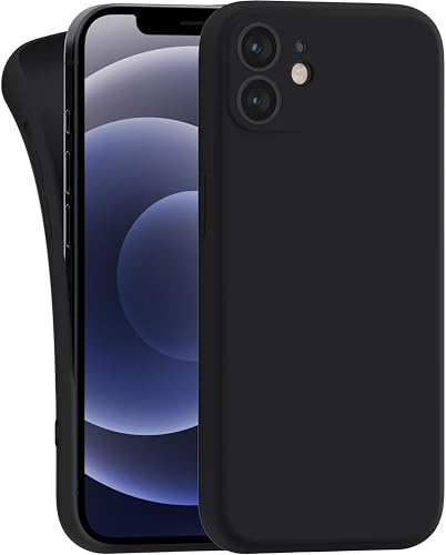 MyGadget TPU Case for iPhone 12 Mini - [ Camera Protection & Anti Fingerprint ] - Silicone Cover with Soft Touch & Anti Scratch Shell - Matte Black