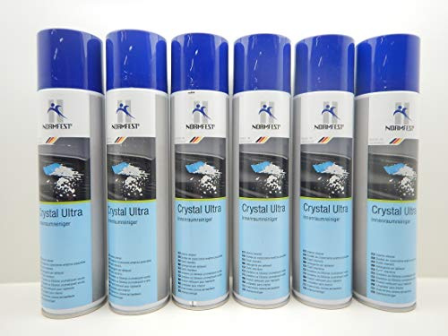 Normfest Crystal Ultra – Innenraumreiniger für Fahrzeuge, entfernt Nikotin, Fett, Staub und Rückstände, schlierenfrei, für Kunststoff, Glas, Textil, Kunstleder und lackierte Flächen, 6x 400ml
