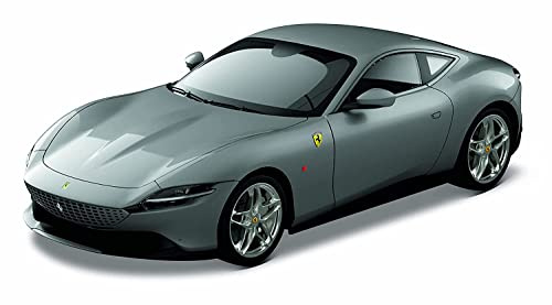 Bburago Ferrari Roma: Modellauto im Maßstab 1:24, Ferrari Race & Play Serie, Türen beweglich, Silber (18-26029S)