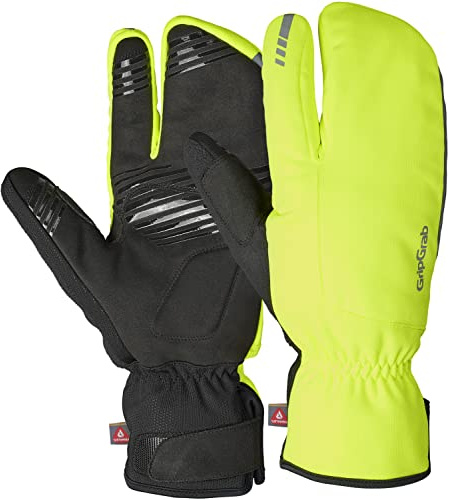 GripGrab Nordic 2 Winddichte Fahrradhandschuhe Winter - 3-Finger Lobster | Mit PrimaLoft Gold Isolierung und gepolsterter Handfläche, Fleecefutter, Klettverschluss - für Rennrad, MTB & Gravelbike