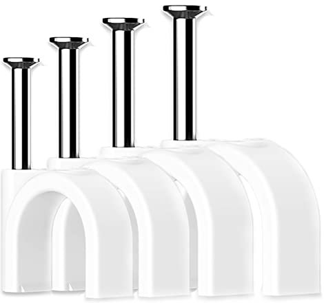 200 Pezzi Fermacavi,Fermacavi Muro,Fermacavo con Chiodo,Clip Fermacavi Muro Rotondi Bianchi con Chiodo 4 Diverse Dimensioni,Forti Morsetti da Parete,per cavi Ethernet,cavi telefonici,USB
