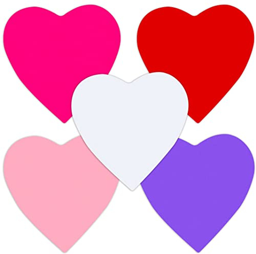 90 Pieces Heart Cutouts Paper Hearts Heart Shape Cards 5.5 Inches Large Valentine's Day Paper Cutouts with Glue Point Dots for Valentine's Day Craft (Red,Pink,White,Rose red and Purple)