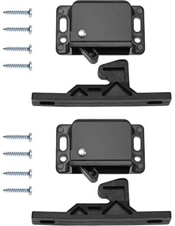 EMSea 2X Schranktürverriegelung mit 8 Schrauben Wohnmobil Schubladenverriegelungen Wohnwagen-Türhalterung Zubehör für Schränke Schiebetüren Zuhause Küche Schwarz