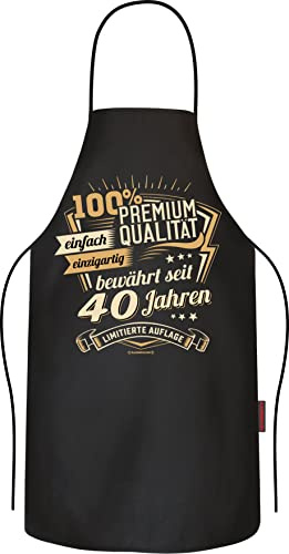 Grillschürze Kochschürze Küchenschürze als Geschenk zum 40. Geburtstag aus reiner Baumwolle