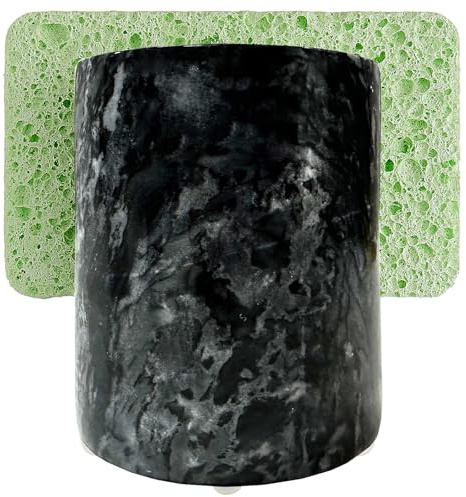 EVERBBKING Marble Sponge Holder Sink Sponge Caddy for kichen counter Drying Rack for Sink Organizer Black Modern Stone Kitchen Sink Caddy