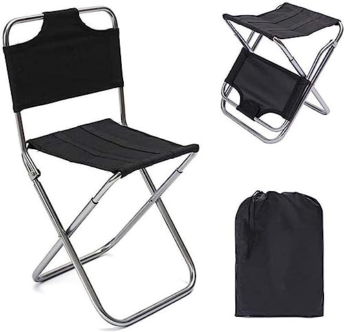 Teleskophocker, Klapphocker, faltbarer Campinghocker mit Rückenlehne – faltbarer Angelstuhl, leichte Campinghocker – mit Tragetasche for Outdoor-Wandern, Aufwachen, Reisen, 200 Pfund Kapazität, 45,7 c