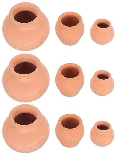 EXCEART Macetas Pequeñas de Cerámica Beige Redondas, 9 Piezas