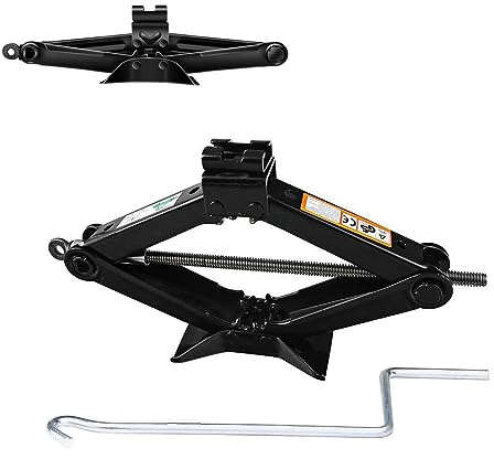 Scherenwagenheber 2 Tonnen Tragkraft, Universalheber 2T für Autopanne, Reparatur, Autowerkzeug, Hubbereich 115mm bis 390mm, mit Kurbel einfach zu bedienen (Schwarz)