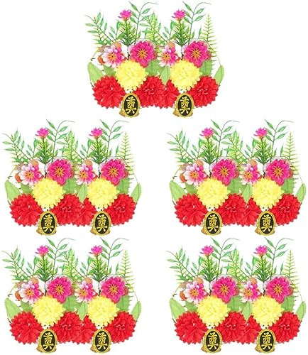 Happyyami 10stücke Grabsteindekoration Künstliche Blumen Für Friedhof Hochwertiger Blumengesteck Für Grab Und Gedenkfeiern Langlebige Naturgetreue Kunstblumen Eleganter Ausführung Für